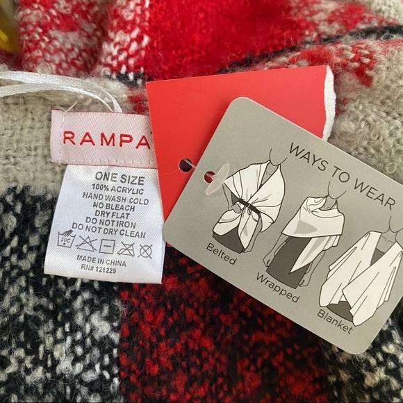 Rampage Poncho Design Red/Gray/Black. One Size. - Picture 9 of 9